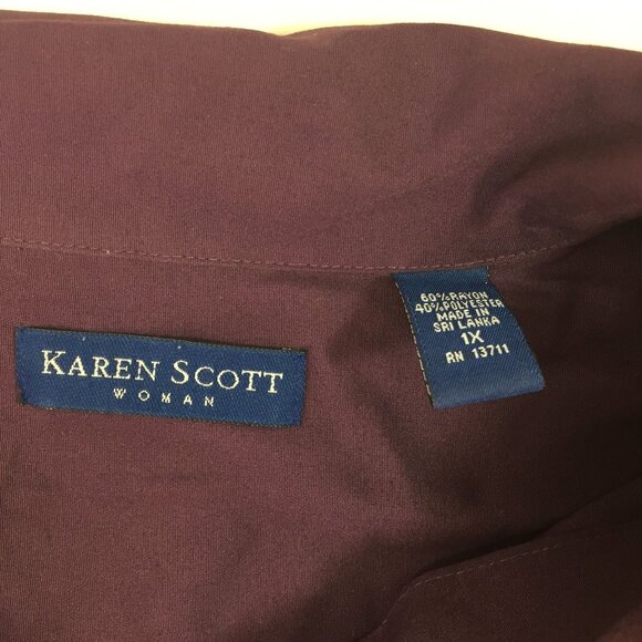 Karen Scott Woman Purple Button Up Collar Blouse Top Office Work Church Size XL - Picture 11 of 13